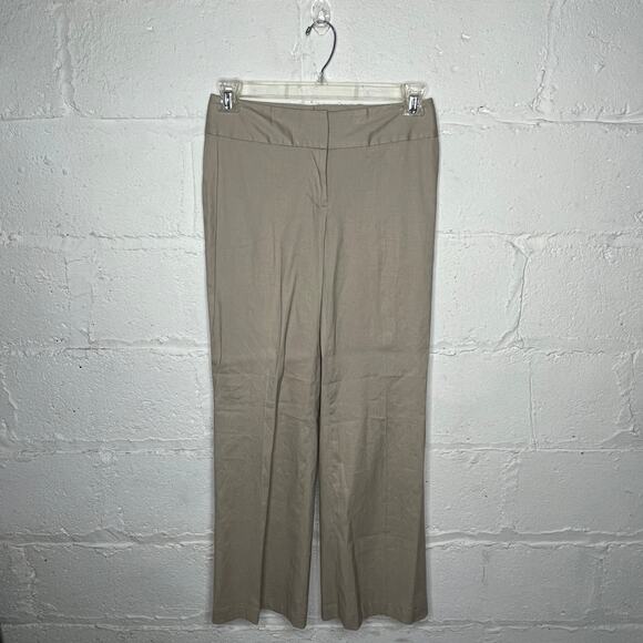 Morning Lady Women's Straight Leg Beige Linen Blend Zip Up Pants Size 6 - Picture 1 of 7